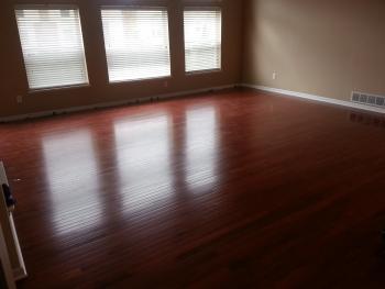 Family room hardwood after installation